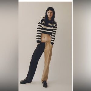 Bershka Black/Tan Contrasting Two-Tone Straight-Fit Cargo Pants 2 tailored $98